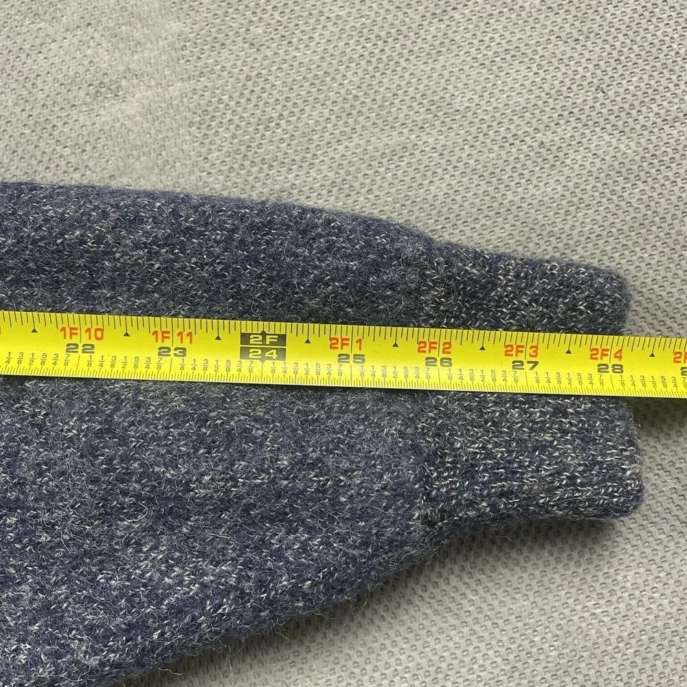 Cabelas Wool Sweater Mens Small* Blue Knit Pullover Henley Lined‎ Elbow Patch